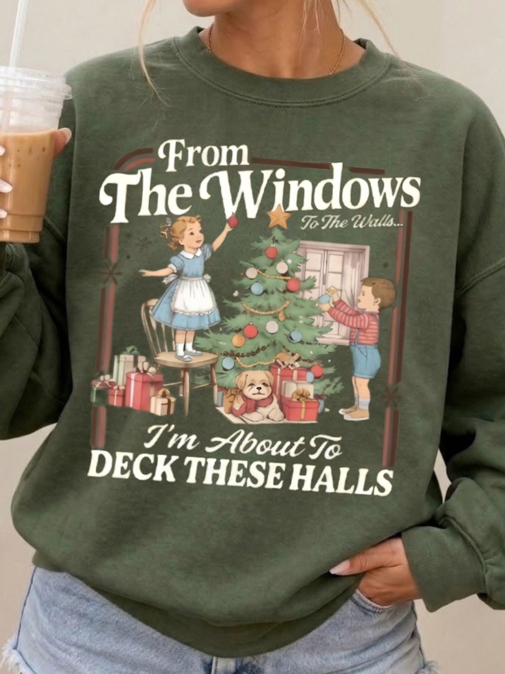 From The Windows To The Walls Funny Retro Christmas Sweatshirt